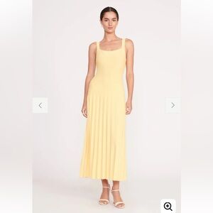 Staud Ellison Dress in Lemon Drop / Butter Yellow Midi Dress